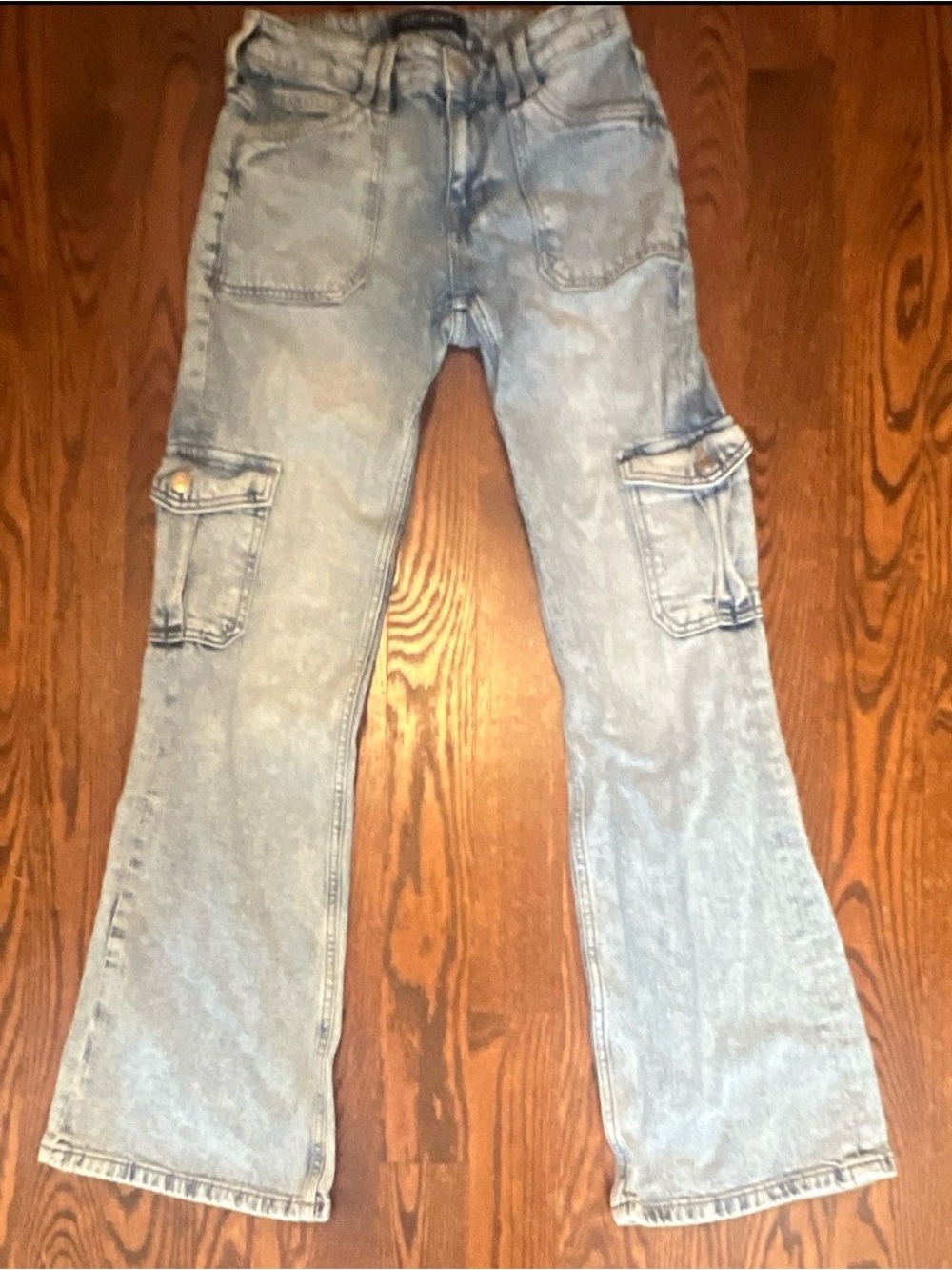 Aéropostale Mid Rise Flare Utility Light Wash Cargo Pocket Jeans Size 4
